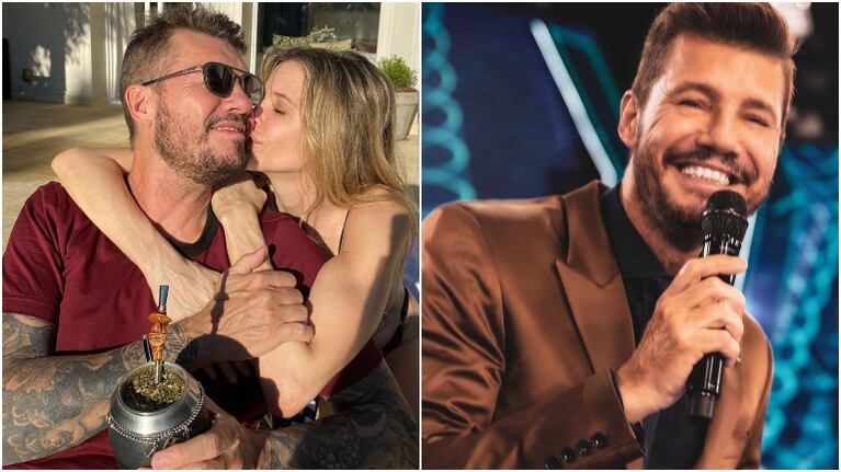 La romántica foto de Tinelli con Guillermina Valdés, de relax: beso, mate y sol