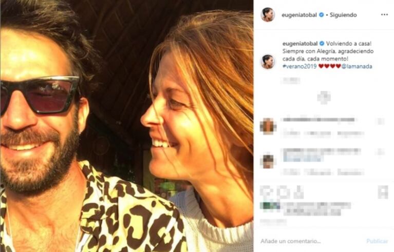 La romántica postal de Eugenia Tobal con su novio tras regresar de sus vacaciones: "Siempre con alegría, agradeciendo cada día"