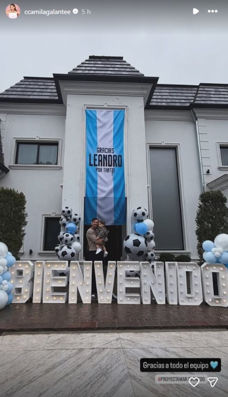 La romántica sorpresa de Camila Galante para Leandro Paredes. Foto: Captura de Instagram Stories (@ccamilagalantee)