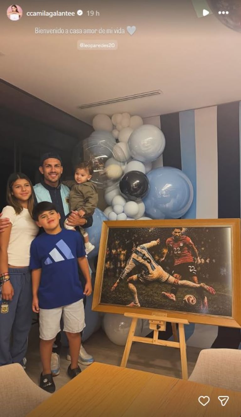 La romántica sorpresa de Camila Galante para Leandro Paredes. Foto: Captura de Instagram Stories (@ccamilagalantee)