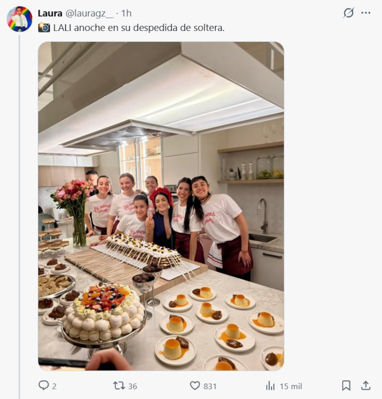 La segunda despedida de soltera de Lali Espósito (Foto: X/@lauragz).