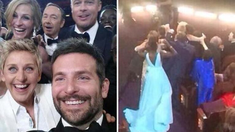 La selfie de Bradley Cooper con Ellen DeGeneres y la prueba de que Liza Minnelli se quedó afuera. (Fotos: Web)