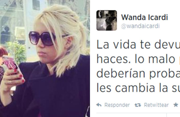 La sugestiva frase de Wanda Nara en Twitter. (Fotos: Web y Twitter @wandaicardi)