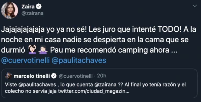 La súper sincera respuesta de Zaira Nara a Tinelli y Paula Chaves tras el debate del colecho: "¡Les juro que intenté todo!"