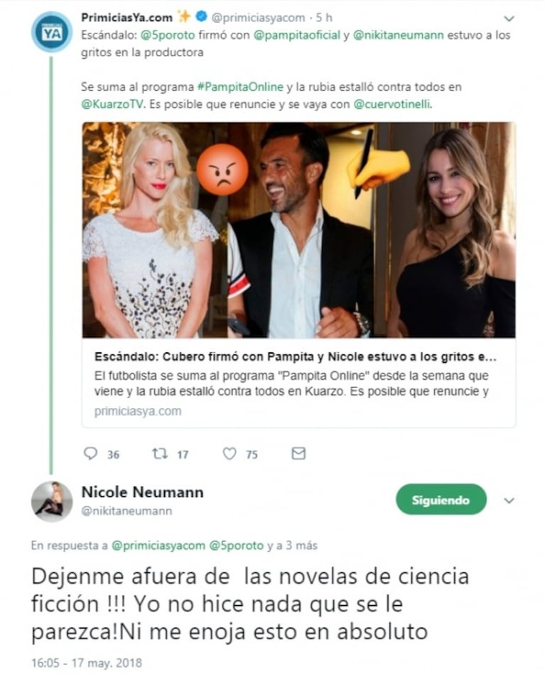 La tajante aclaración de Nicole en Twitter... ¡en la que arrobó a Cubero y Pampita!: "Basta de elucubraciones"