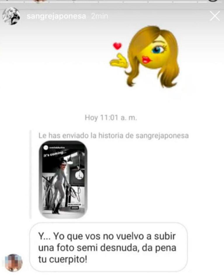 La tajante reacción de la China Suárez ante el comentario de una hater que criticó su cuerpo en una foto sexy