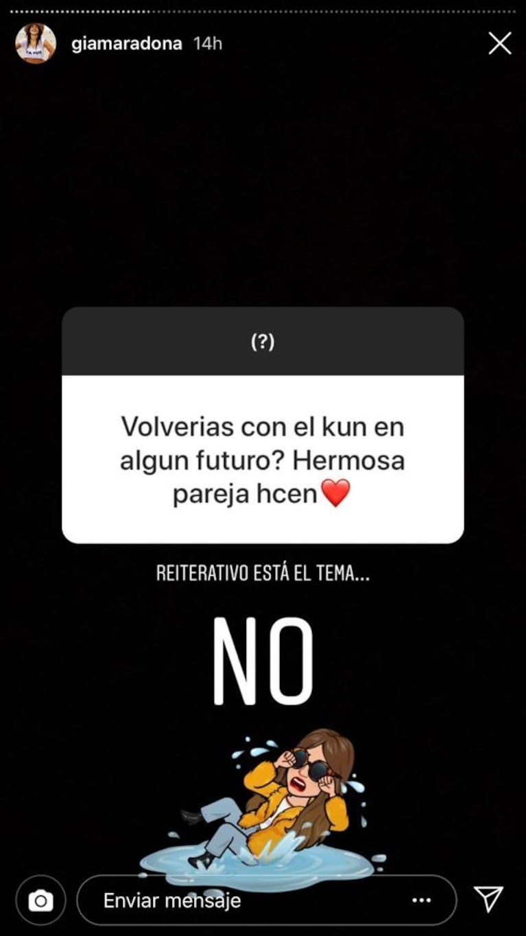 La tajante respuesta de Gianinna Maradona cuando el preguntaron si volvería con el Kun Agüero