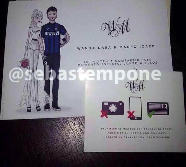 La tarjeta de invitación a la boda de Wanda Nara y Mauro Icardi. (Foto: @sebastempone)