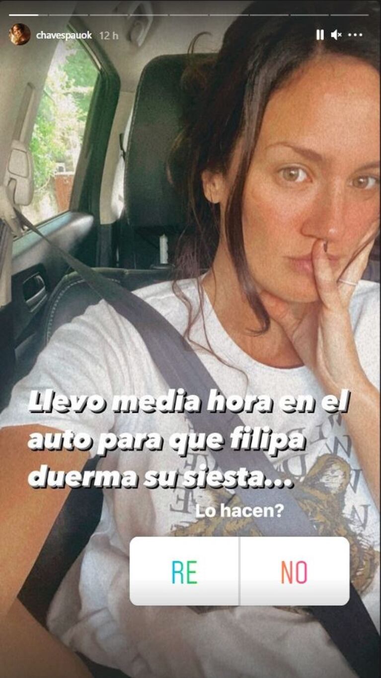 La técnica de Paula Chaves para hacer dormir la siesta a su beba de 7 meses: "Llevo media hora en el auto"