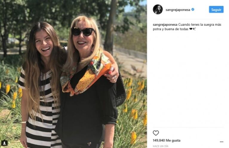 La tierna foto (con piropo incluido) de La China Suárez con la mamá de Benjamín Vicuña: "Cuando tenés la suegra más potra y buena de todas"