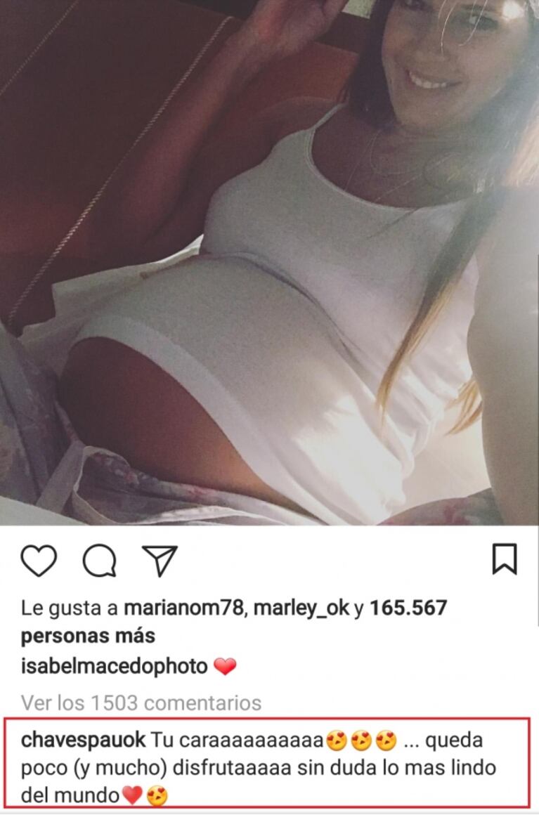 La tierna foto de Isabel Macedo, embarazada de 6 meses, y el comentario de Paula Chaves: "Queda poco (y mucho), disfrutá"