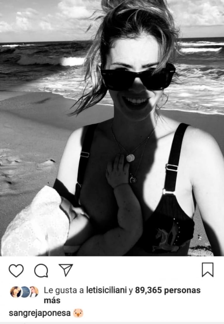 La tierna foto de la China Suárez dándole la teta a su hija Magnolia en la playa