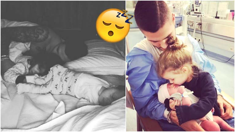 La tierna foto de Mauro Icardi haciendo colecho con sus hijas Francesca e Isabella (Fotos: Instagram)