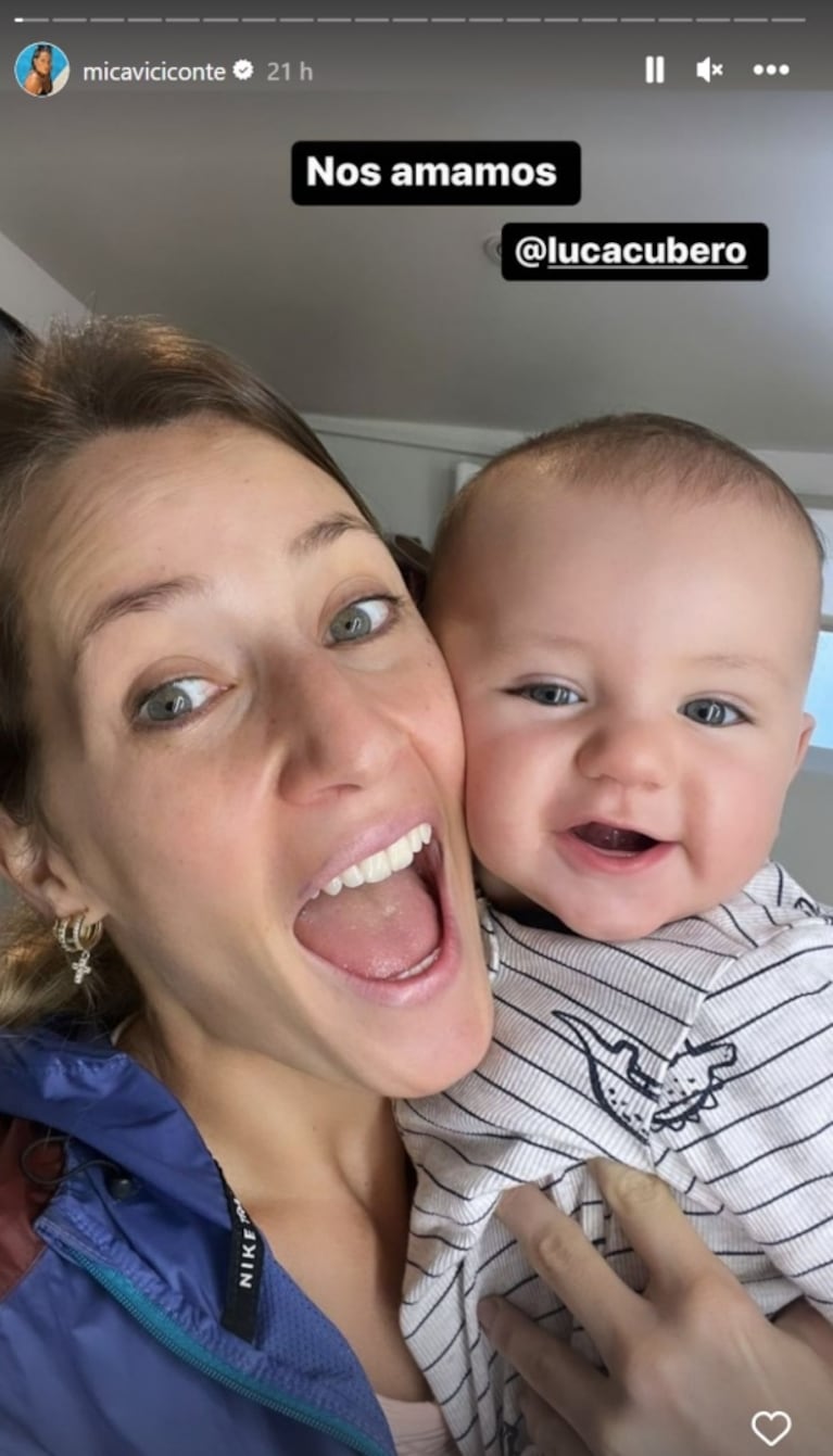 La tierna foto de Mica Viciconte con su hijo Luca Cubero recién levantados