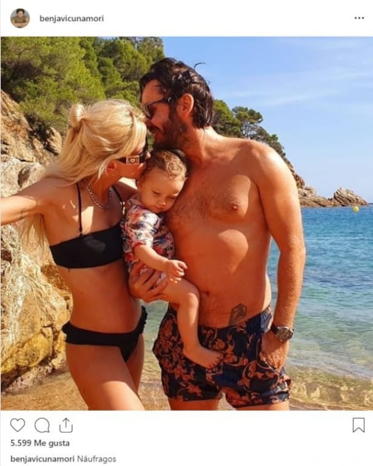 La tierna foto familiar de Benjamín Vicuña con la China Suárez y Magnolia en Barcelona: "Náufragos"