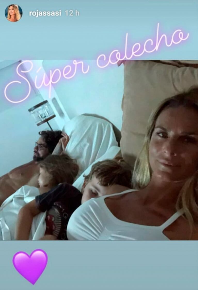La tierna foto familiar de Sabrina Rojas y Luciano Castro en la cama con sus hijos: "Súper colecho"