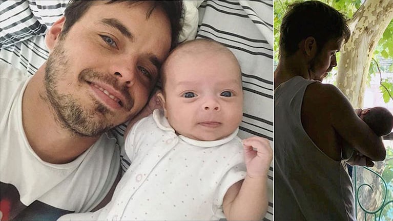 La tierna selfie de Benjamín Rojas con su beba en brazos a cara descubierta: A este lo tengo en un puño...