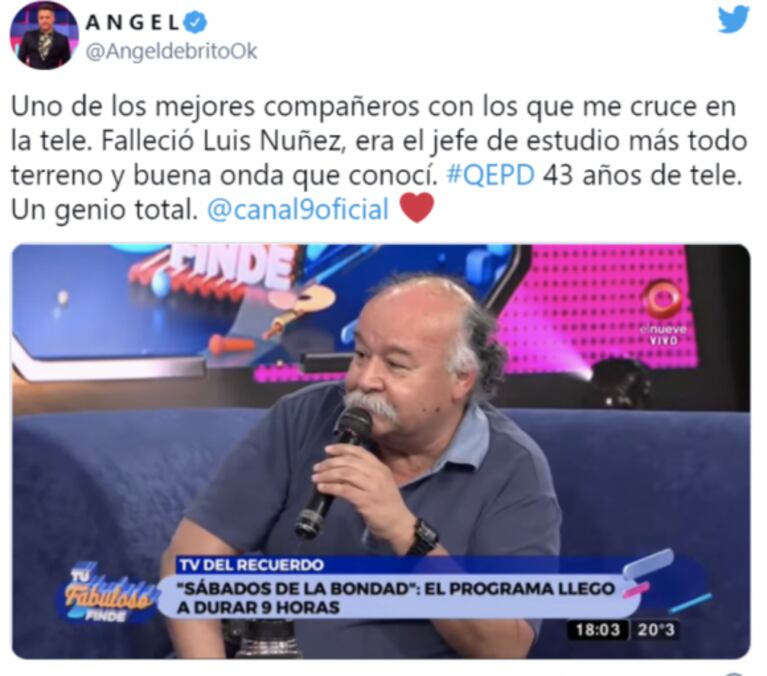 La tristeza de Ángel de Brito por la muerte de un excompañero de trabajo: "Fue un genio total"