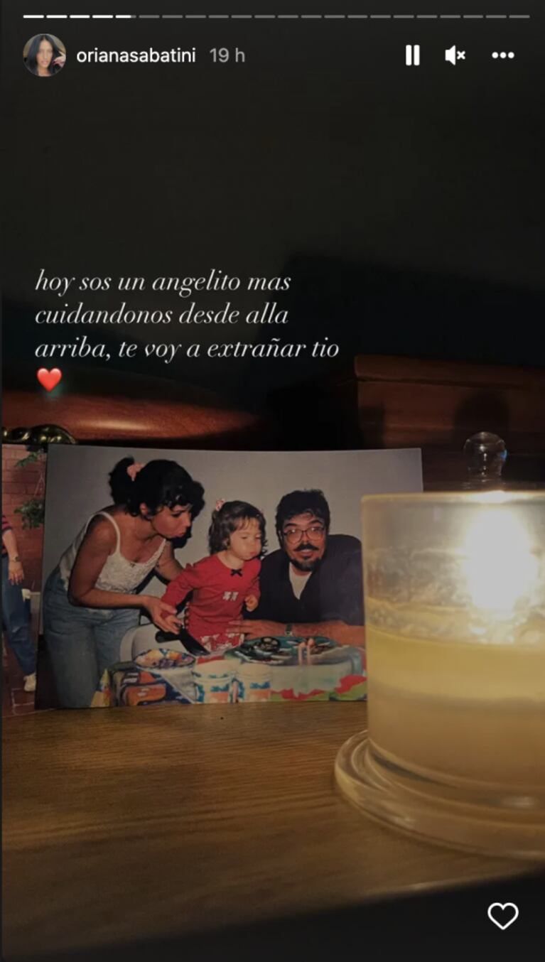 La tristeza de Oriana Sabatini por el fallecimiento de su tío: "Un angelito más"