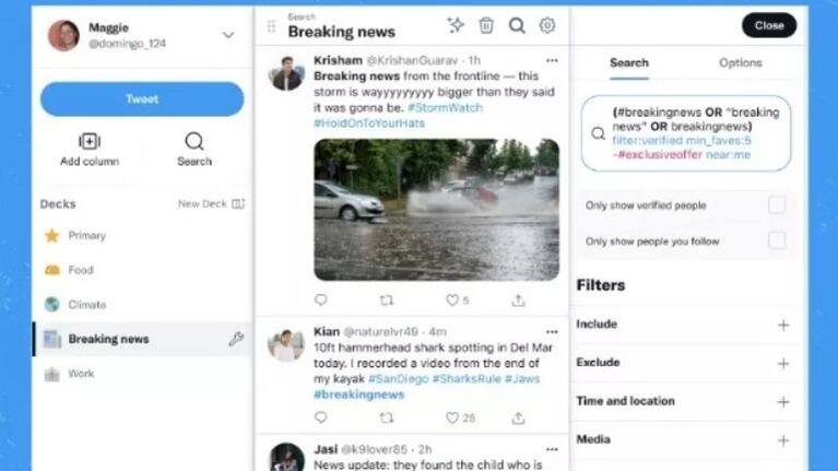 La versión preliminar de TweetDeck introduce la búsqueda múltiple personalizada en tiempo real