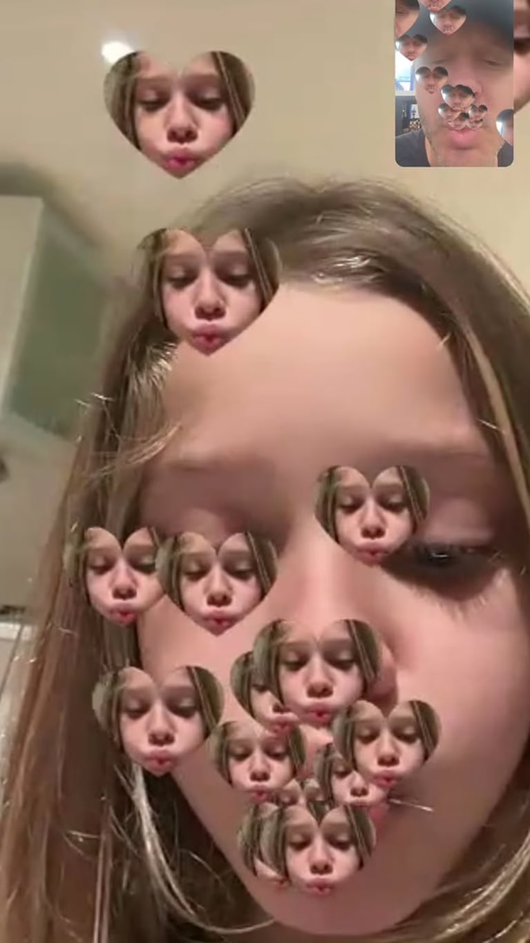 La videollamada de Magnolia y Benjamín Vicuña. Captura: Instagram benjaminvicuna.ok