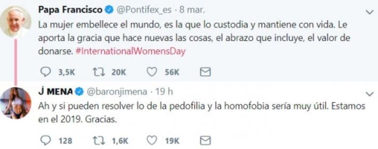 Lali, Dolores Fonzi, Jimena Barón y Griselda Siciliani, duras con el papa Francisco por su mensaje por el Día de la Mujer