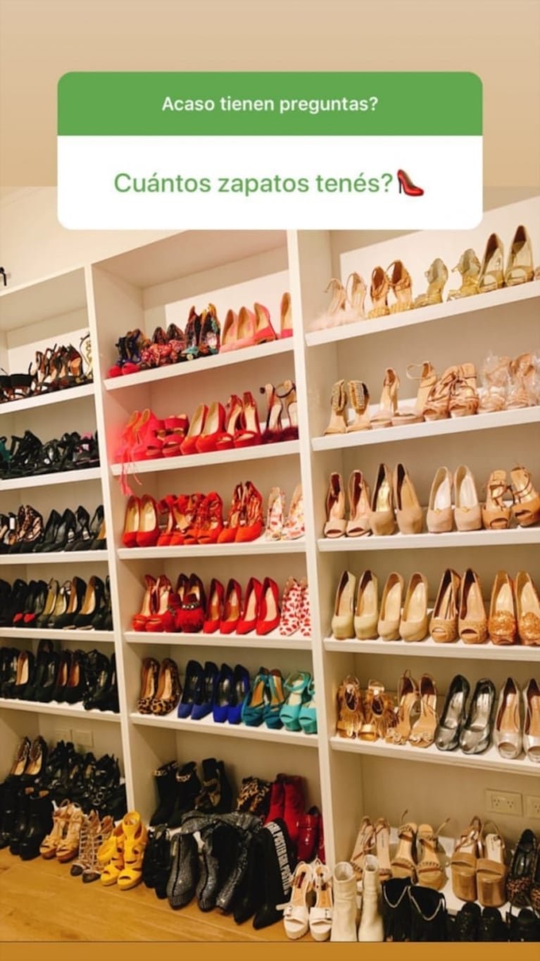 Lali Espósito mostró su placard: mirá la tremenda colección de zapatos que tiene
