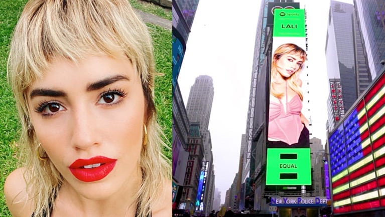 Lali Espósito reaccionó emocionada al verse en un inmenso cartel en Nueva York.