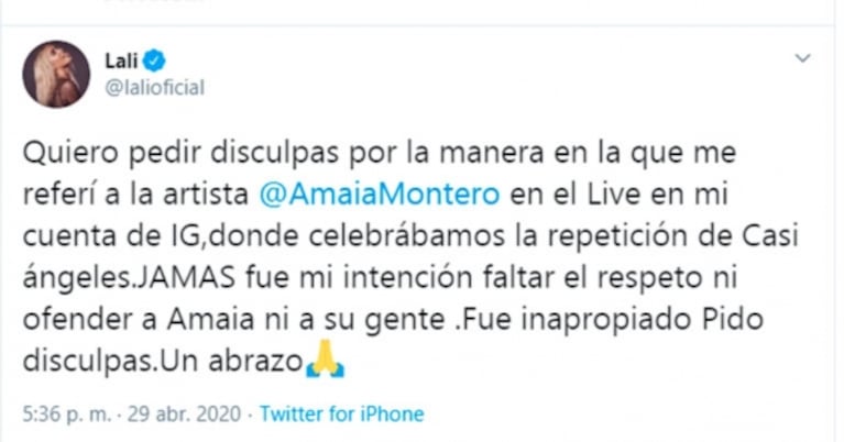 Lali Espósito reveló una tremenda pelea de Amaia Montero con la China Suárez: el enojo de la cantante española