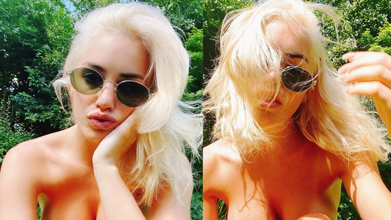 Lali se animó al topless y lo compartió en la red.