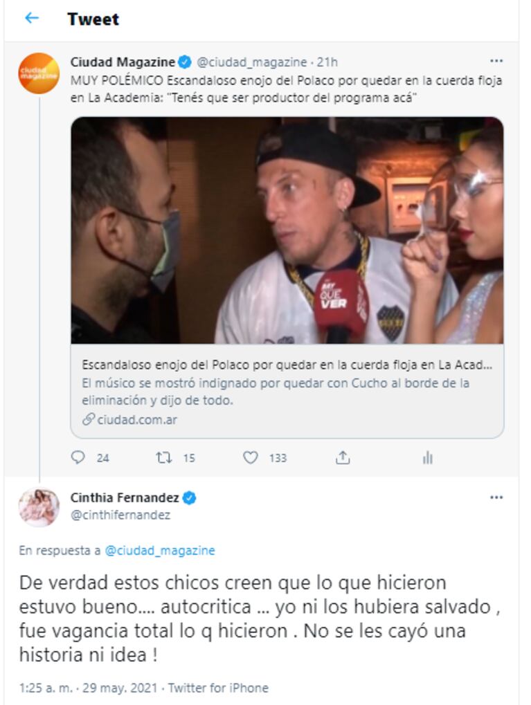 Lapidario análisis de Cinthia Fernández tras el enojo del Polaco en La Academia: "Lo que hicieron fue vagancia total"
