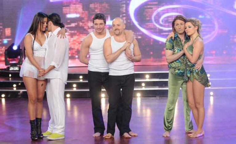 Larissa Riquelme, José María Muscari, y Daniel Gómez Rinaldi antes del duelo telefónico en Bailando 2011. (Foto: Ideas)