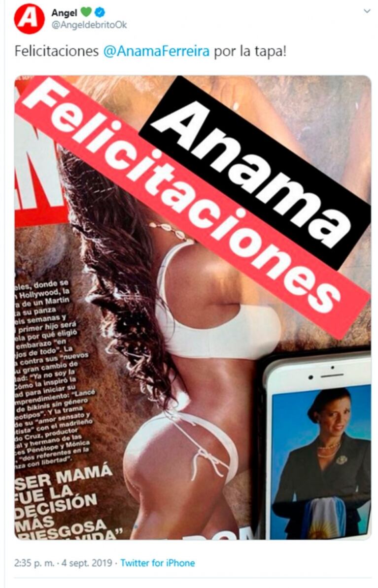 Las bromas de Ángel de Brito a Eva de Dominici por su tapa súper bronceada: "¡Felicitaciones, Anamá!"