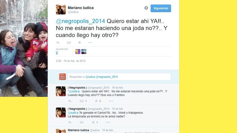 Las bromas de Iúdica y Vernaci en Twitter por la radio.