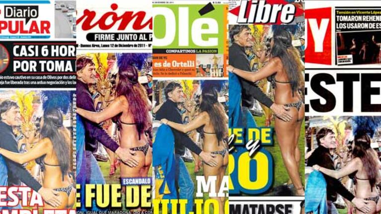 Las cinco portadas de ls diarios en las que aparecieron Julio Cécar Falcioni y Erika Galeano.
