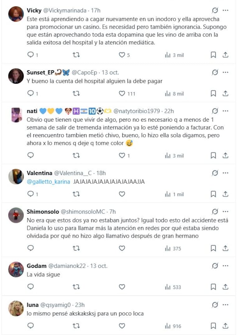 Las críticas al nuevo trabajo de Thiago Medina en X.