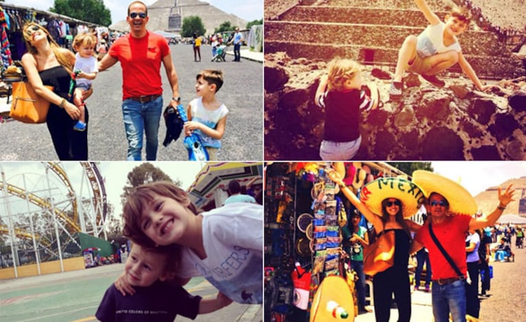 Las divertidas vacaciones de Pampita y sus hijos, Bautista y Beltrán, en México (Foto: Twitter)