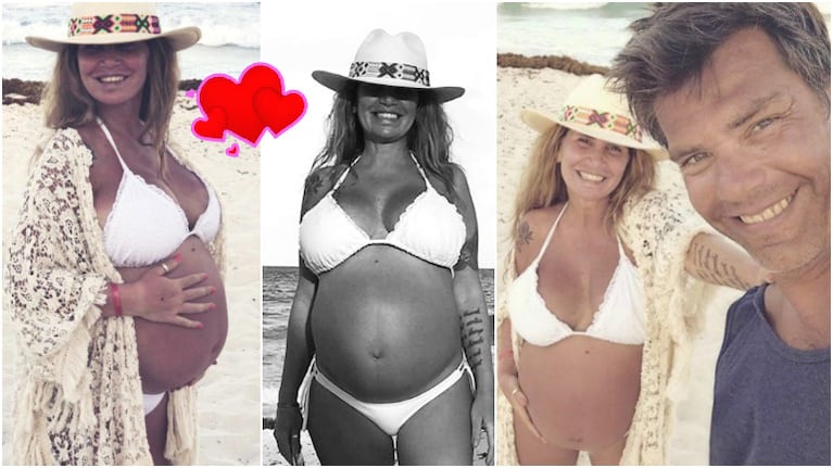 Las dulces postales de Florencia Peña en bikini, luciendo su enorme panza en las vacaciones familiares (Fotos: Instagram)