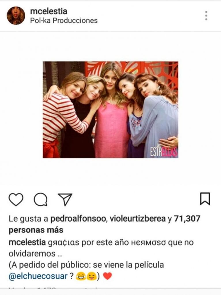 ¿Las Estrellas pueden volver a reunirse? El sugerente posteo de Celeste Cid tras el exitoso final: "A pedido del público, ¿se viene la película?"