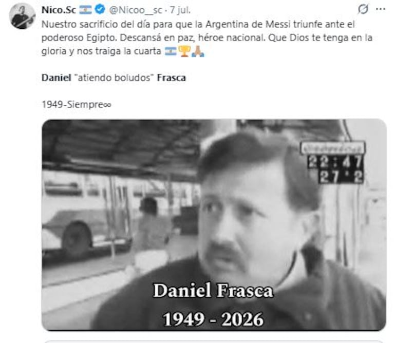 Las "fake" news sobre la muerte de Daniel Frasca (Foto: X.com)