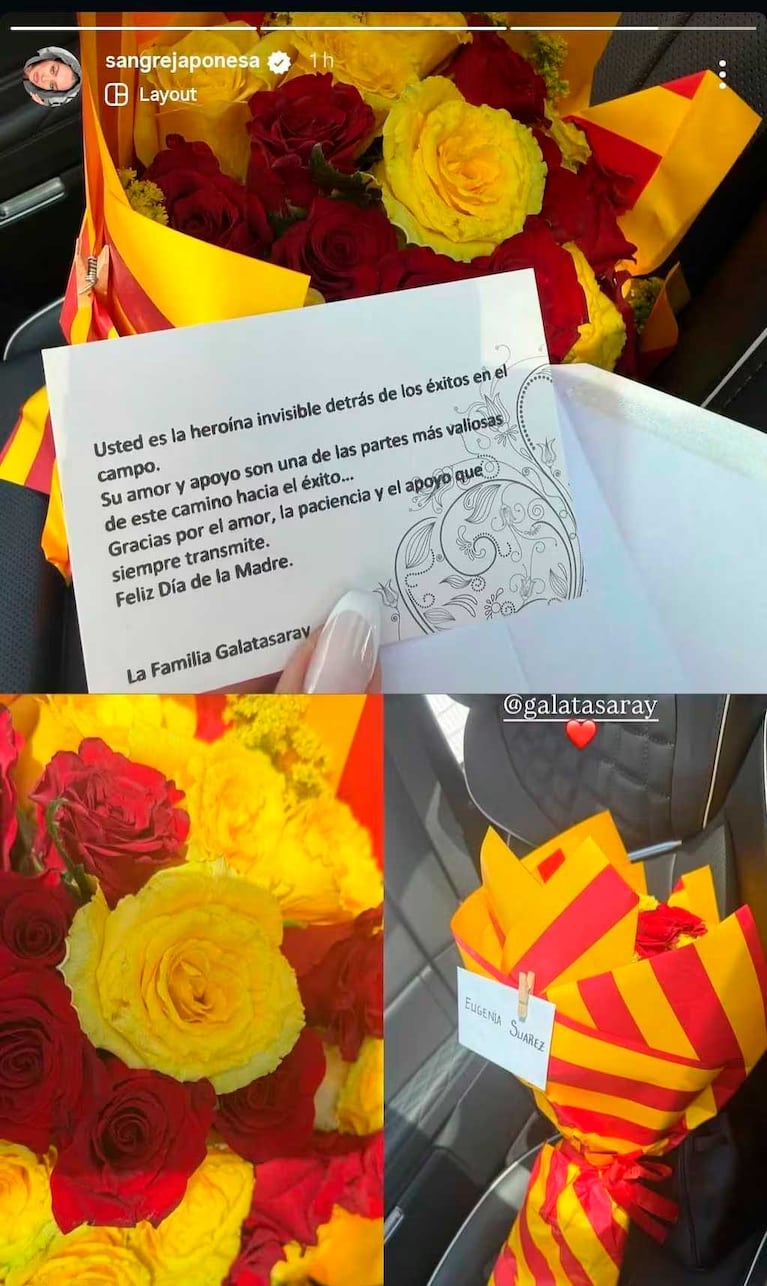 Las flores que recibió la China Suárez del Galatasaray por el Día de la Madre (Foto: Instagram @sangrejaponesa