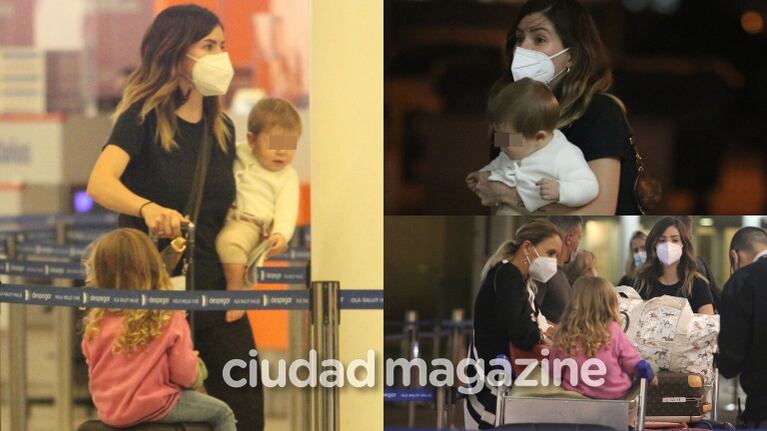 Las fotos de la China Suárez con Magnolia y Amancio en Ezeiza rumbo a Miami (Fotos: Movilpress)