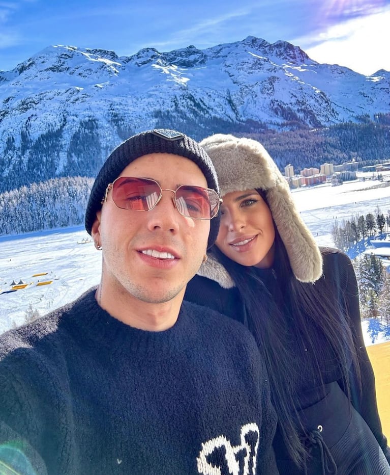Las fotos de las lujosas vacaciones de Enzo Fernández y Valentina Cervantes en la nieve suiza