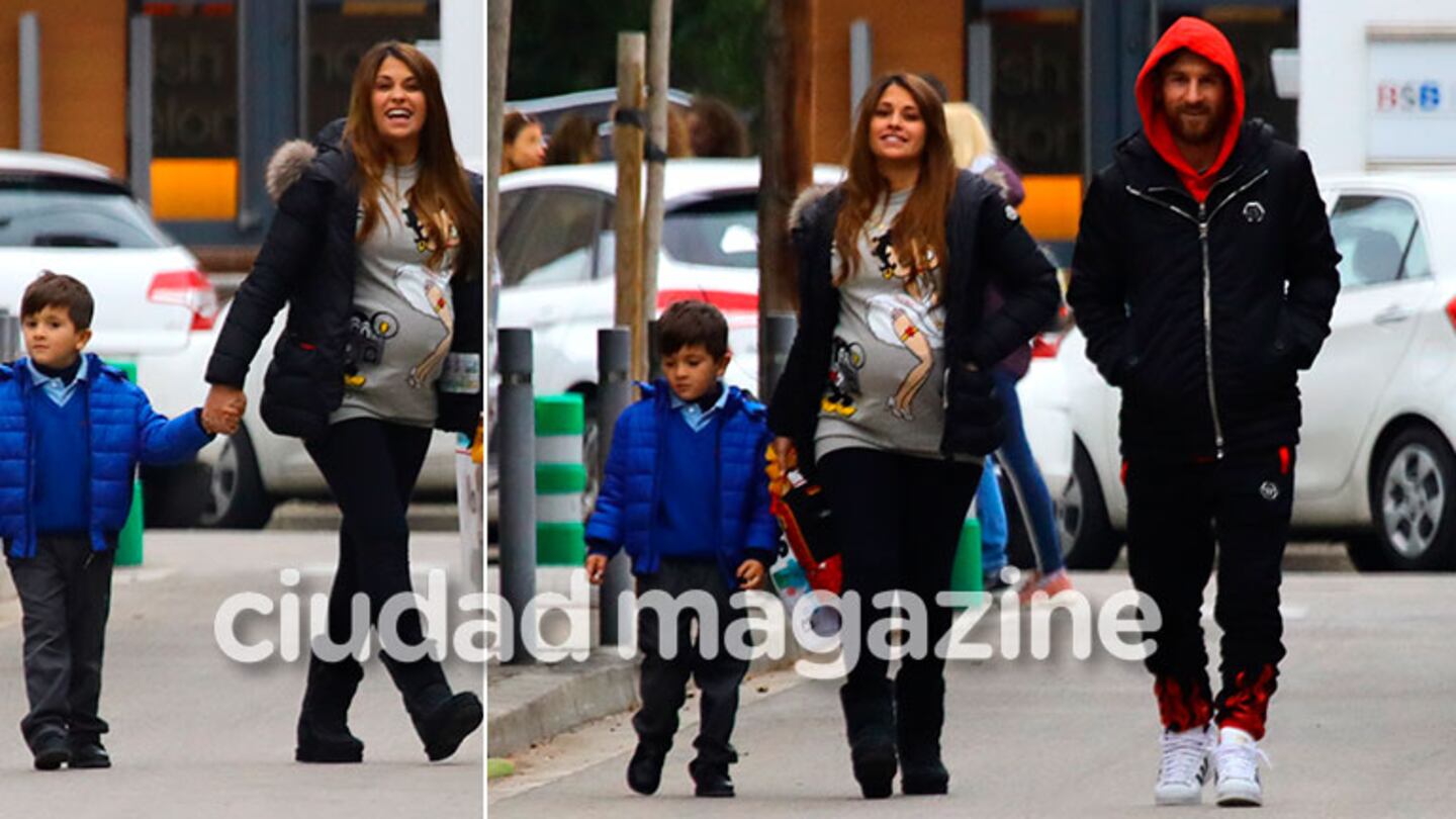 Las fotos de Messi y Roccuzzo, con su hijo en Barcelona (Fotos: Grosby Group)