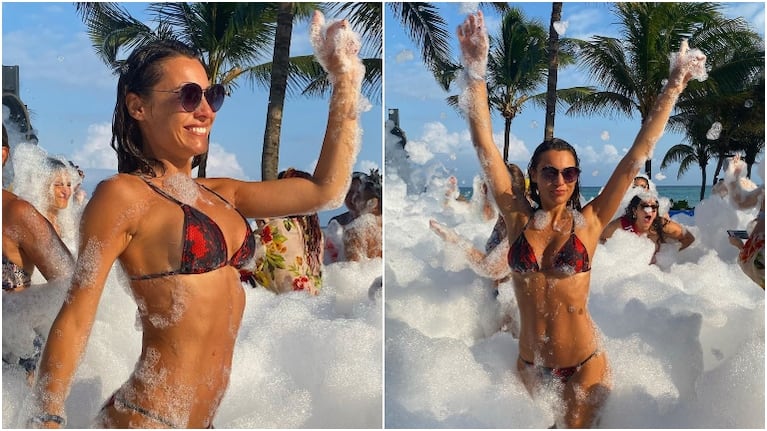 Las fotos de Pampita a pura sensualidad en una fiesta de la espuma en la Riviera Maya
