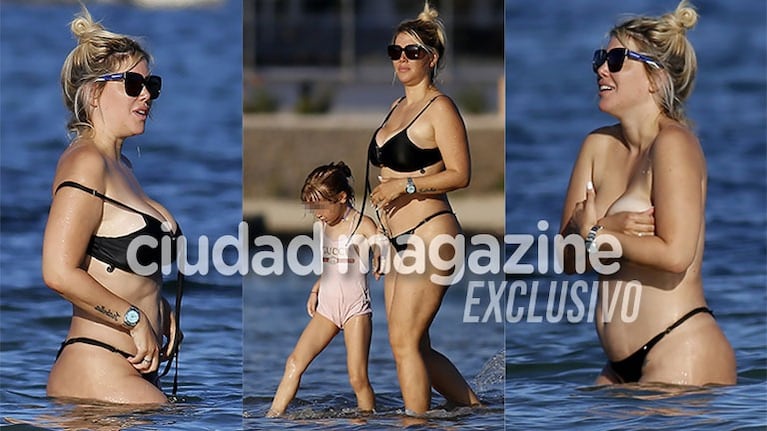 Las fotos de Wanda Nara en Ibiza haciendo topless en el mar. Foto: Grosby