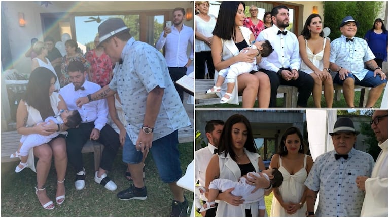 Las fotos del bautismo de Diego Matías, el nieto de Maradona: emotiva ceremonia con el Diez, Junior, Jana y Diego Fernando