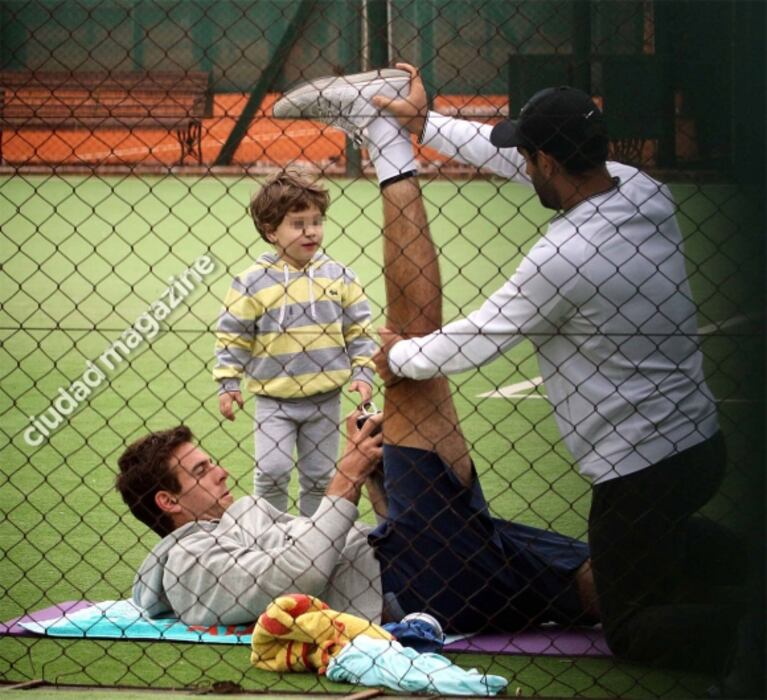 Las fotos del divertido entrenamiento de Juan Martín Del Potro con Momo, el hijo de Jimena Barón