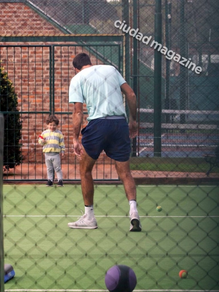 Las fotos del divertido entrenamiento de Juan Martín Del Potro con Momo, el hijo de Jimena Barón