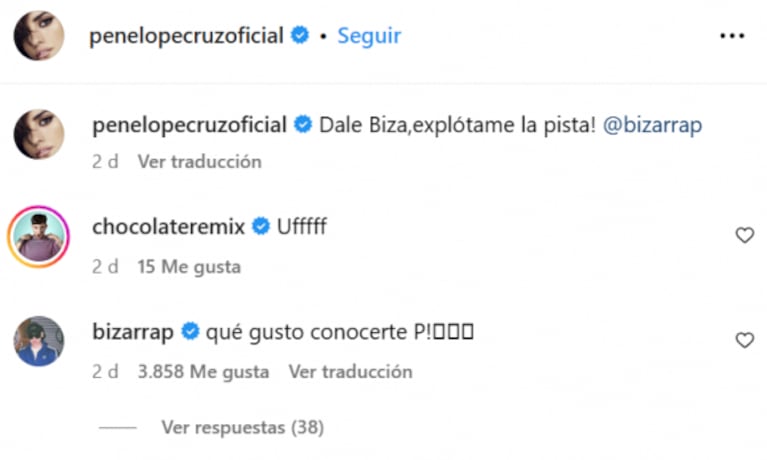 Las fotos del inesperado encuentro de Penélope Cruz y Bizarrap: "Dale Biza, explótame la pista"